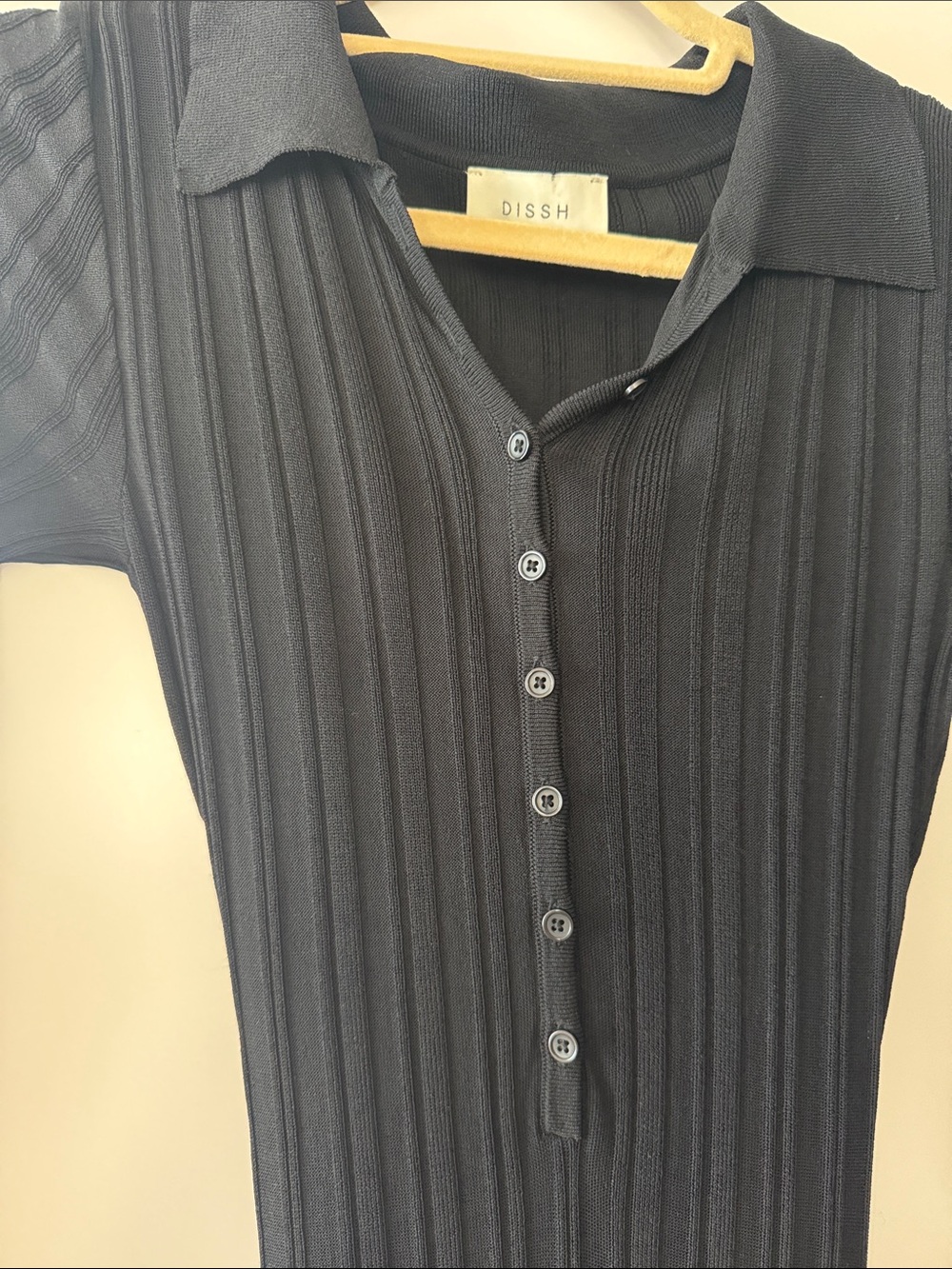DISSH Black Ribbed Collared Maxi Dress - Picture 2 of 2